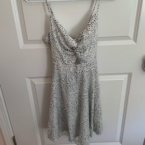 dalmatian print dress with cute front twist and back tie